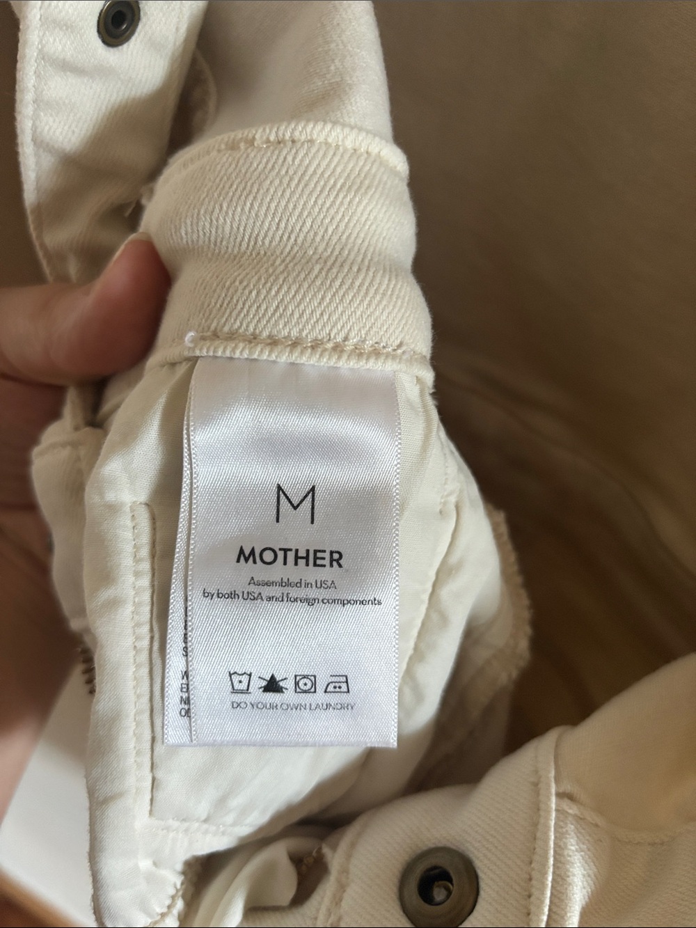MOTHER Cream Denim Mini Dress- Button Front - Picture 6 of 10